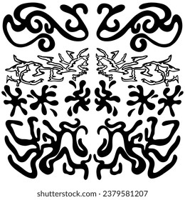 Abstract art background vector. Creative Hand drawn various shapes and doodle ,elements, abstract wall art for home decor,wallpaper,prints and pattern design