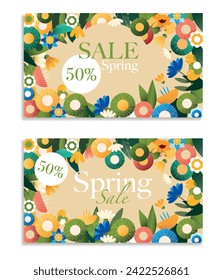 Abstract art background vector. Flower and botanical leaves, Organic shapes, Watercolor. Vector background for banner, poster, Web and packaging. Spring sale