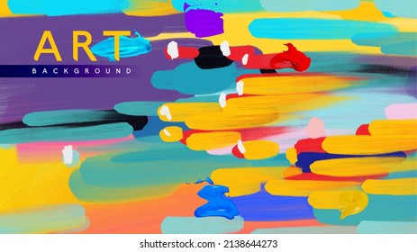 Abstract art background. Vector hand drawn oil painting. Oil painting on canvas. Color texture fragment of artwork. Brush strokes of paint. Modern art. Contemporary art. Colorful canvas.