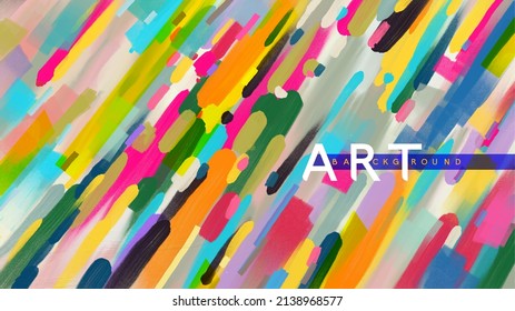 Abstract art background. Vector hand drawn oil painting. Brush strokes of paint. Modern art. Oil painting on canvas. Color texture fragment of artwork. Contemporary art. Colorful canvas.