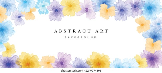 Abstract art background vector. Hand drawn watercolor botanical flowers painting minimal style frame background. Art design illustration for wallpaper, poster, banner card, print, web and packaging.