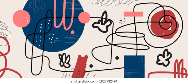 Abstract art background vector. a line art drawing with abstract shape. Geometric banner template. digital painting 