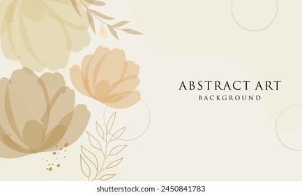 Vector de fondo de arte Abstractas. Flor de arte lineal y hojas botánicas