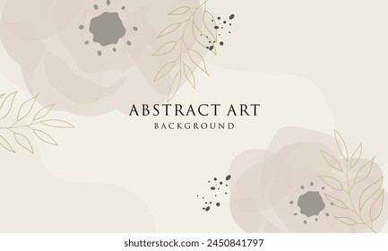 Vector de fondo de arte Abstractas. Flor de arte lineal y hojas botánicas