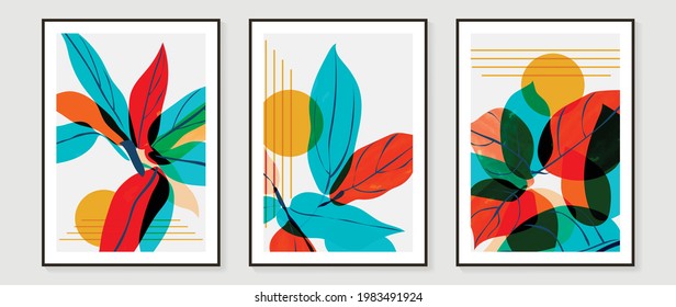 Abstract art background vector. Luxury minimalist wallpaper with x-ray transparent watercolor flower and leaves. Natural fine art wall art for home decoration and print. Vector illustration.