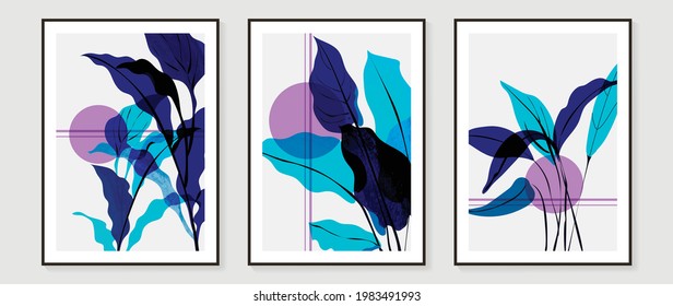 Abstract art background vector. Luxury minimalist wallpaper with x-ray transparent watercolor flower and leaves. Natural fine art wall art for home decoration and print. Vector illustration.