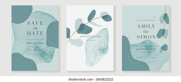 Resumen del vector de fondo de arte. Lujo fondo de tarjeta de invitación con flor de arte de línea dorada y hojas botánicas, formas orgánicas, acuarela. Diseño de invitaciones vectoriales para la boda y la plantilla de cubierta vip.