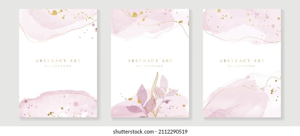 Resumen del vector de fondo de arte. Lujo fondo de tarjeta de invitación con flor de arte de línea dorada y hojas botánicas, formas orgánicas, acuarela. Diseño de invitaciones vectoriales para la boda y la plantilla de cubierta vip.