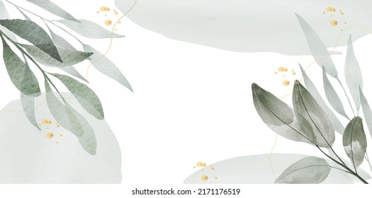Resumen del vector de fondo de arte. Papel pintado de estilo minimalista de lujo con flor de arte de línea dorada y hojas botánicas, Formas orgánicas, acuarela. Fondo vectorial para banner, afiche, web y empaque.