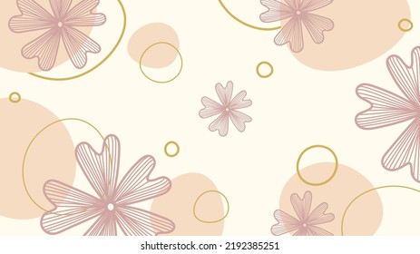 Abstract art background vector. Luxury minimal style wallpaper with art flower and organic round shapes.