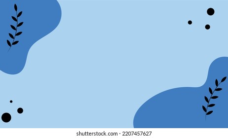 Abstract art background vector. Luxury minimal style wallpaper with blue shapes art  and botanical leaves. Vector background for banner, poster, Web and packaging.