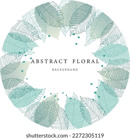 Abstract art background vector. Luxury minimal style wallpaper with golden line art flower and botanical leaves, Organic shapes, Watercolor. Vector background for banner, poster, Web and packaging.