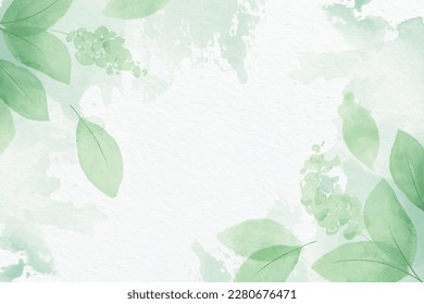 Abstract art background vector. Luxury wallpaper with green tone watercolor leaf.