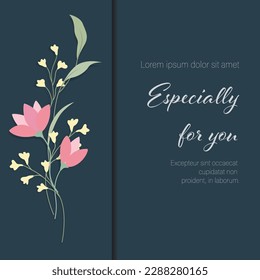 Abstract art background vector. Luxury invitation card background with pink line art flower and botanical leaves, Organic shapes, Watercolor. Vector invite design for wedding and vip cover template.
