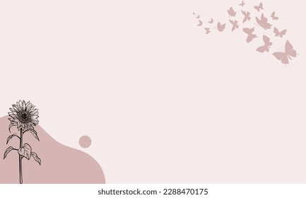 Abstrakter Kunsthintergrund, Vektorgrafik. Tapete im luxuriösen Stil. Mit Line Art Blume, Vektorhintergrund für Banner, Poster, Web, Verpackung.