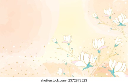 Abstract art background vector, luxury minimal style wallpaper with magnolia branches, watercolor. Vector background for banner, poster.