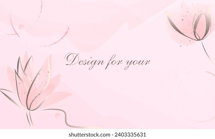 Resumen del vector de fondo de arte. Papel de lujo en un estilo minimalista con líneas de flores plateadas, formas orgánicas, acuarela. Fondo vectorial para banner, afiche, web y embalaje, tela, decoración,