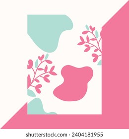 Abstract art background vector. Luxury minimal style wallpaper with golden line art flower and botanical leaves, Organic shapes, Watercolor.