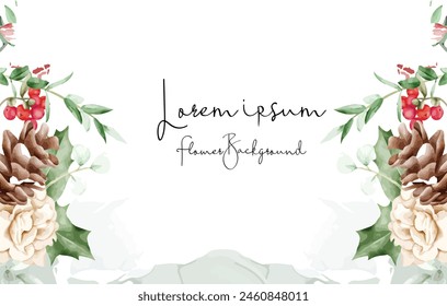 Vektorgrafik des Abstrakten Kunsthintergrunds. Luxuriöser Bildschirmhintergrund im Minimalstil mit goldener Linie Kunstblume und botanischen Blättern, Aquarell. Vektorgrafik