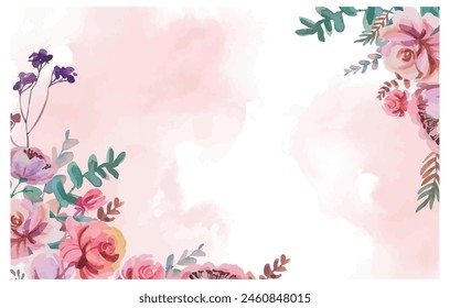 Abstract art background vector. Luxury minimal style wallpaper with golden line art flower and botanical leaves, Watercolor. Vector