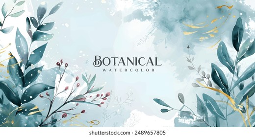 Vector de fondo de arte Abstractas. Hojas botánicas de Fondo de pantalla de estilo minimalista de lujo, Formas orgánicas, acuarela. Vector de fondo para Anuncio, póster, Web y embalaje