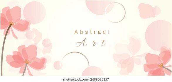 Abstract art background vector. Luxury minimal style wallpaper with golden line art flower and botanical leaves, Organic shapes, Watercolor. Vector background for banner, poster, Web and packaging.
