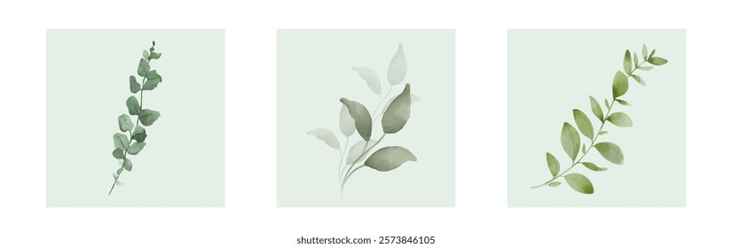 Abstract art background vector. Luxury minimal style wallpaper with line art flower and botanical leaves, Organic shapes, Watercolor. Vector background for banner, poster, and web