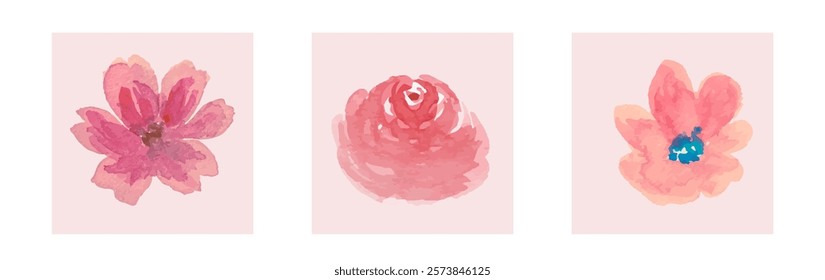 Abstract art background vector. Luxury minimal style wallpaper with line art flower and botanical leaves, Organic shapes, Watercolor. Vector background for banner, poster, and web