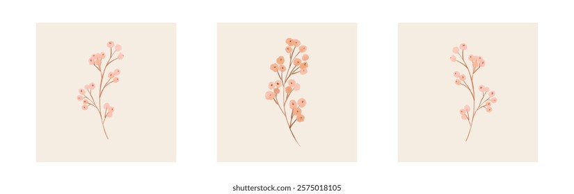 Abstract art background vector. Luxury minimal style wallpaper with line art flower and botanical leave, organic shapes, watercolor. Vector background for banner, poster and web