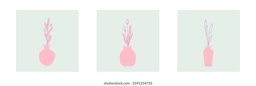 Abstract art background vector. Luxury minimal style wallpaper with line art flower and botanical leaves, Organic shapes, Watercolor. Vector background for banner, poster, and web