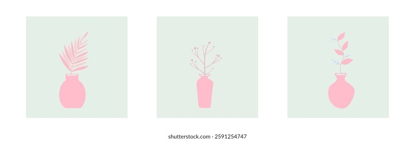 Abstract art background vector. Luxury minimal style wallpaper with line art flower and botanical leaves, Organic shapes, Watercolor. Vector background for banner, poster, and web