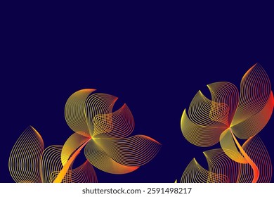Abstract art background vector. Luxury minimal style wallpaper with golden line art flower and botanical leaves, Organic shapes, Watercolor. Vector background for banner, poster, Web and packaging.