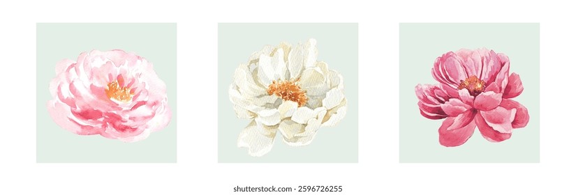 Abstract art background vector. Luxury minimal style wallpaper with line art flower and botanical leaves, Organic shapes, Watercolor. Vector background for banner, poster, and web