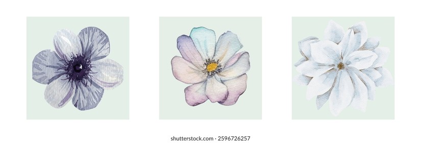 Abstract art background vector. Luxury minimal style wallpaper with line art flower and botanical leaves, Organic shapes, Watercolor. Vector background for banner, poster, and web