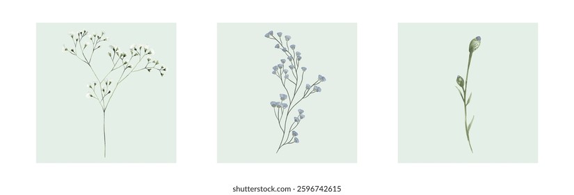 Abstract art background vector. Luxury minimal style wallpaper with line art flower and botanical leaves, Organic shapes, Watercolor. Vector background for banner, poster, and web