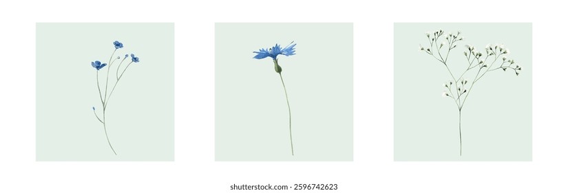 Abstract art background vector. Luxury minimal style wallpaper with line art flower and botanical leaves, Organic shapes, Watercolor. Vector background for banner, poster, and web