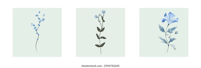 Abstract art background vector. Luxury minimal style wallpaper with line art flower and botanical leaves, Organic shapes, Watercolor. Vector background for banner, poster, and web