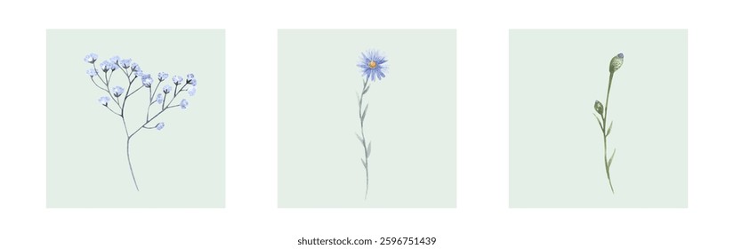 Abstract art background vector. Luxury minimal style wallpaper with line art flower and botanical leaves, Organic shapes, Watercolor. Vector background for banner, poster, and web