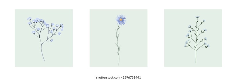 Abstract art background vector. Luxury minimal style wallpaper with line art flower and botanical leaves, Organic shapes, Watercolor. Vector background for banner, poster, and web