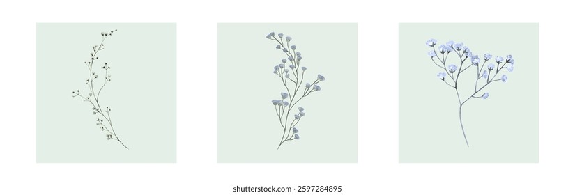 Abstract art background vector. Luxury minimal style wallpaper with line art flower and botanical leaves, Organic shapes, Watercolor. Vector background for banner, poster, and web
