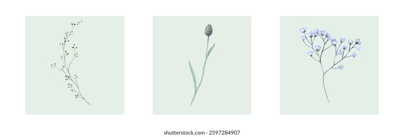 Abstract art background vector. Luxury minimal style wallpaper with line art flower and botanical leaves, Organic shapes, Watercolor. Vector background for banner, poster, and web