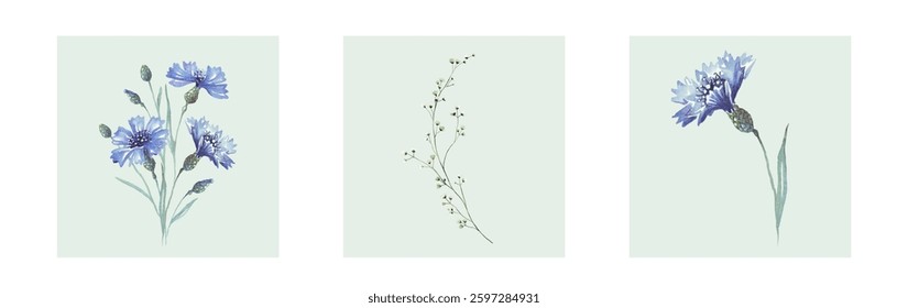 Abstract art background vector. Luxury minimal style wallpaper with line art flower and botanical leaves, Organic shapes, Watercolor. Vector background for banner, poster, and web