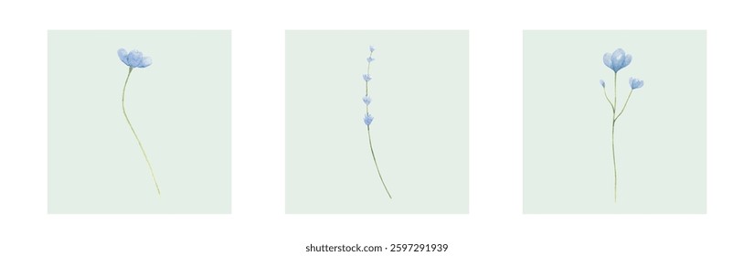 Abstract art background vector. Luxury minimal style wallpaper with line art flower and botanical leaves, Organic shapes, Watercolor. Vector background for banner, poster, and web