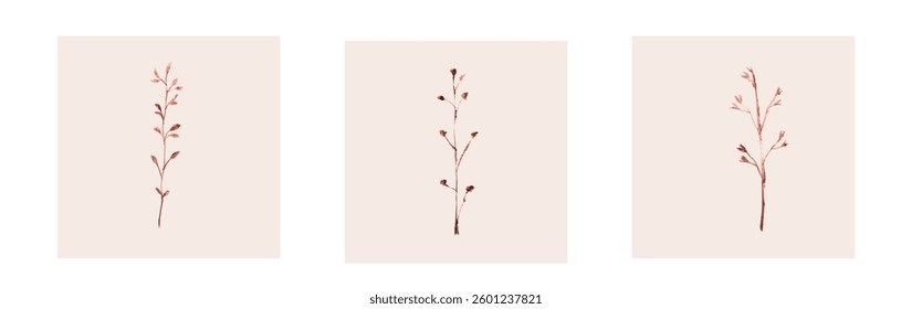 Abstract art background vector. Luxury minimal style wallpaper with line art flower and botanical leaves, Organic shapes, Watercolor. Vector background for banner, poster, and web