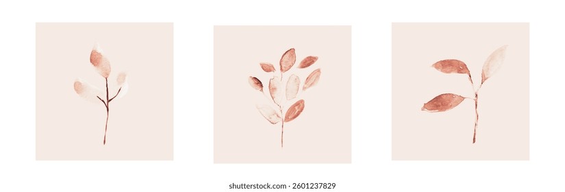 Abstract art background vector. Luxury minimal style wallpaper with line art flower and botanical leaves, Organic shapes, Watercolor. Vector background for banner, poster, and web