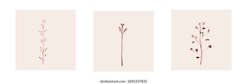 Abstract art background vector. Luxury minimal style wallpaper with line art flower and botanical leaves, Organic shapes, Watercolor. Vector background for banner, poster, and web