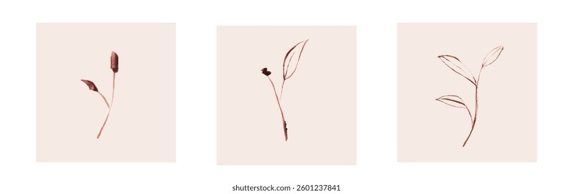 Abstract art background vector. Luxury minimal style wallpaper with line art flower and botanical leaves, Organic shapes, Watercolor. Vector background for banner, poster, and web