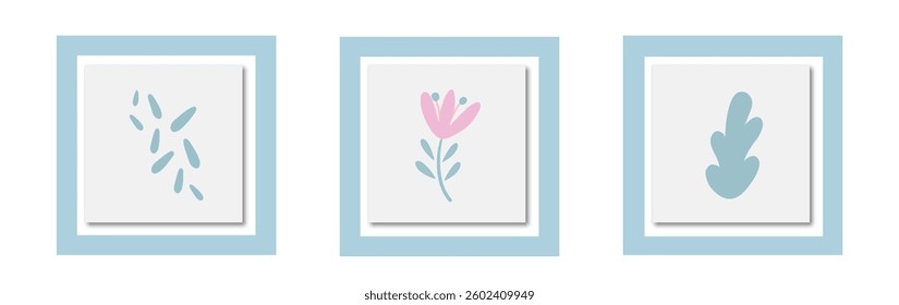 Abstract art background vector. Luxury minimal style wallpaper with line art flower and botanical leaves, Organic shapes, Watercolor. Vector background for banner, poster, and web
