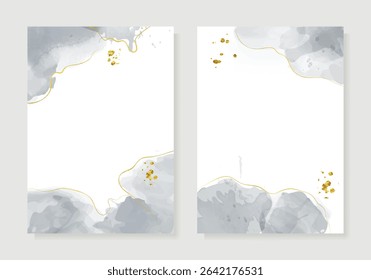 Abstract art background vector. Luxury invitation card background with golden line art,Organic shapes, Watercolor. Vector invite design for wedding and vip cover template.