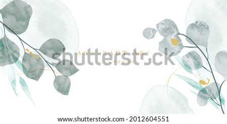 Abstract art background vector. Luxury minimal style wallpaper with golden line art flower and botanical leaves, Organic shapes, Watercolor. Vector background for banner, poster, Web and packaging.